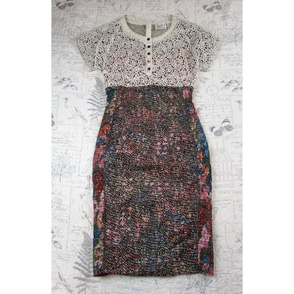 Anthropologie Beguile Byron Lars Lace Study Sheath Short Slv Dress Women Sz 2 - Picture 2 of 16